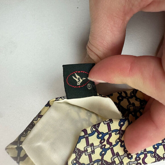 VTG Bert Pulitzer 100% Silk Cream Chain Link Pattern Geometric Neck Tie USA 04 - Picture 6 of 7